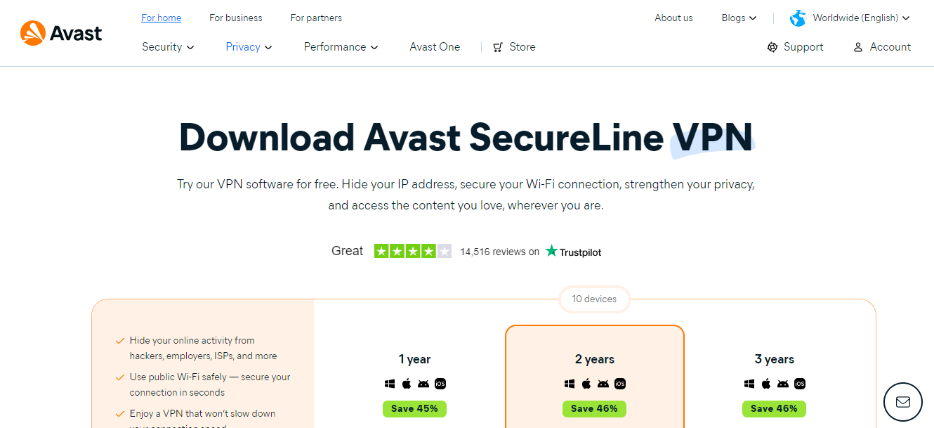 Avast SecureLine VPN www.theadcompare.com
