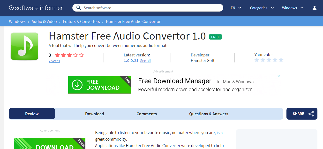 Hamster Audio Converter www.theadcompare.com