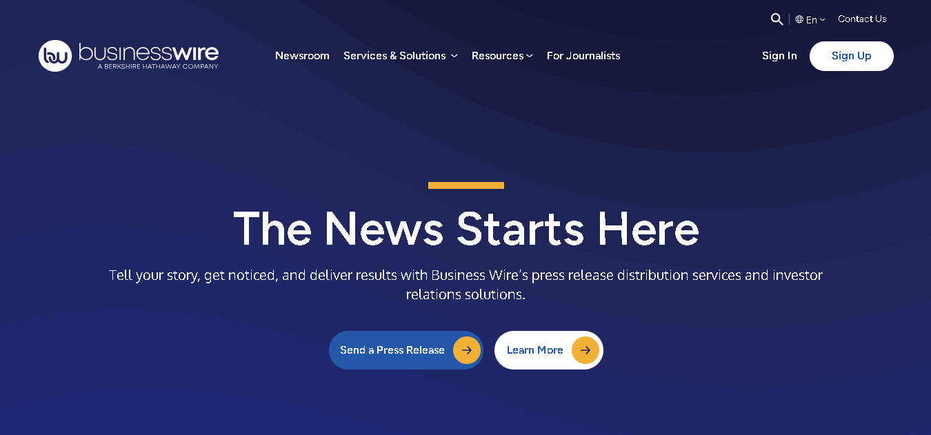 Business Wire Homepage